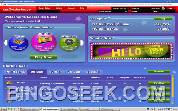 Ladbrokes Bingo Lobby